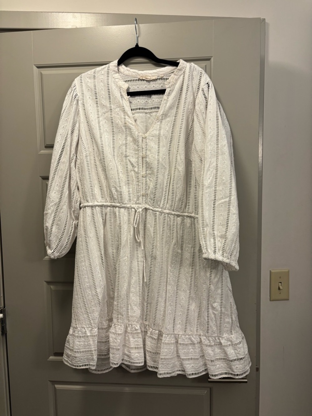 Anthropologie White Eyelet Mini Dress